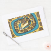 STICKER RECTANGULAIRE SILLEMENT GIRAFFE LONG COU ET SPOTS, FUNNY FOLK AR (Enveloppe)