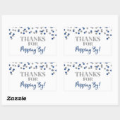 Sticker Rectangulaire Silver Blue Confetti Merci pour Popping By (Feuille)