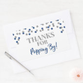 Sticker Rectangulaire Silver Blue Confetti Merci pour Popping By (Enveloppe)