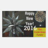 Sticker Rectangulaire Silver Crystal Star Bonne année NOM ANNÉE (Devant)