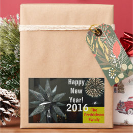 Sticker Rectangulaire Silver Crystal Star Bonne année NOM ANNÉE