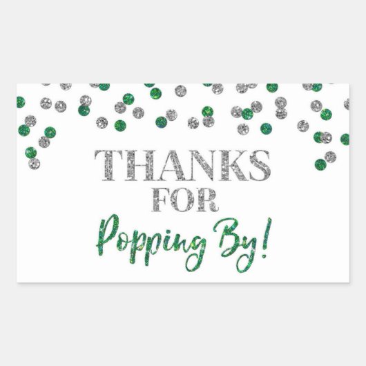 Sticker Rectangulaire Silver Green Confetti Merci pour Popup By (Devant)
