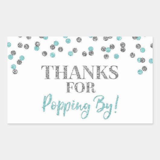 Sticker Rectangulaire Silver Light Blue Confetti Merci pour Popup By (Devant)