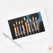 Sticker Rectangulaire Silver Menorah Hannukah (Enveloppe)