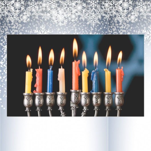 Sticker Rectangulaire Silver Menorah Hannukah