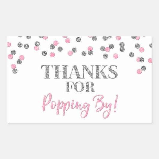 Sticker Rectangulaire Silver Pink Confetti Merci pour Popup By (Devant)