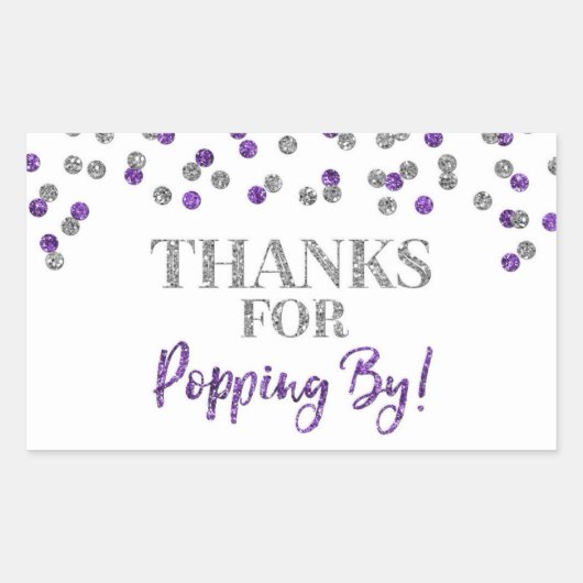 Sticker Rectangulaire Silver Purple Confetti Merci pour Popup By (Devant)