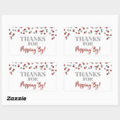 Sticker Rectangulaire Silver Red Confetti Merci pour Popping By (Feuille)