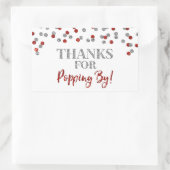 Sticker Rectangulaire Silver Red Confetti Merci pour Popping By (Sac)