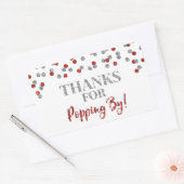 Sticker Rectangulaire Silver Red Confetti Merci pour Popping By (Enveloppe)
