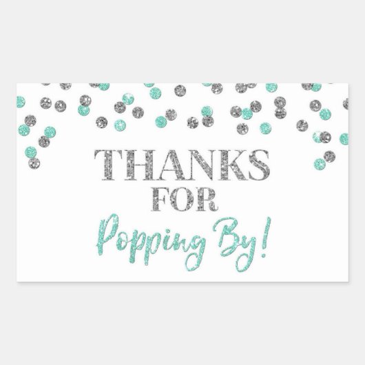 Sticker Rectangulaire Silver Turquoise Confetti Merci pour Popup By (Devant)