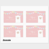Sticker Rectangulaire Simple Elegant Douce Alpaca Llama Baby shower fill (Feuille)