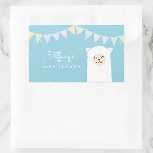 Sticker Rectangulaire Simple Elegant Doux Alpaca Llama Baby shower garço (Sac)