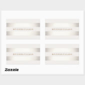 Sticker Rectangulaire Simple et élégant FAUX Argent et blanc rayé (Feuille)