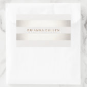 Sticker Rectangulaire Simple et élégant FAUX Argent et blanc rayé (Sac)