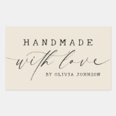 Sticker Rectangulaire Simple fait main avec amour écriture affaires | Ec (Devant)