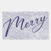 Sticker Rectangulaire Simple Fun Bleu Doodle Joyeux Noël Vacances (Devant)