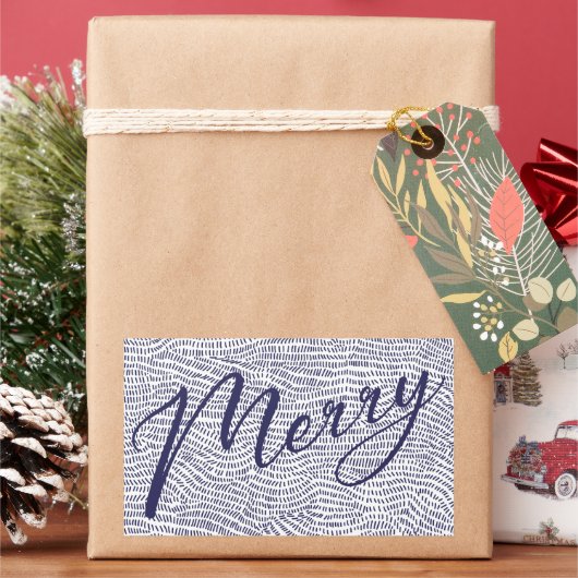 Sticker Rectangulaire Simple Fun Bleu Doodle Joyeux Noël Vacances (vacances)