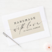 Sticker Rectangulaire Simple Handmade with Love Script Business | Ecru (Enveloppe)