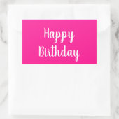 Sticker Rectangulaire Simple Joyeux Anniversaire Hot Rose (Sac)