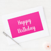 Sticker Rectangulaire Simple Joyeux Anniversaire Hot Rose (Enveloppe)