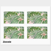 Sticker Rectangulaire Simple moderne Pink Palm Leaf Tropical Floral (Feuille)