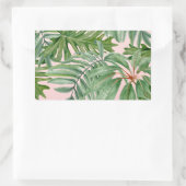 Sticker Rectangulaire Simple moderne Pink Palm Leaf Tropical Floral (Sac)