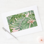 Sticker Rectangulaire Simple moderne Pink Palm Leaf Tropical Floral (Enveloppe)