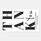 Sticker Rectangulaire Simple Noir Blanc Gras Merci Noir Faveur (Devant)