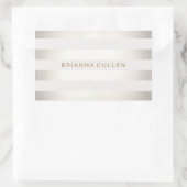 Sticker Rectangulaire Simple style FAUX Silver and White Stripes (Sac)