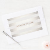Sticker Rectangulaire Simple style FAUX Silver and White Stripes (Enveloppe)