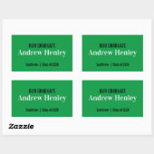 Sticker Rectangulaire Simple Texte Vert Graduation Party Favoriser (Feuille)