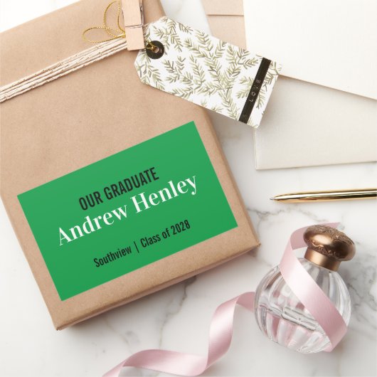 Sticker Rectangulaire Simple Texte Vert Graduation Party Favoriser (Cadeaux)