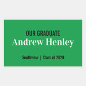 Sticker Rectangulaire Simple Texte Vert Graduation Party Favoriser (Devant)