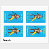 Sticker Rectangulaire Singe avec lance-flammes (Feuille)