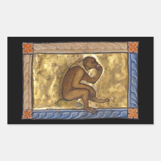 Sticker Rectangulaire Singe bestiaire médiéval c. 1270 (Devant)
