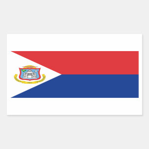 Sticker Rectangulaire Sint Maarten, Drapeau Saint-Martin, Néerlandais/Pa