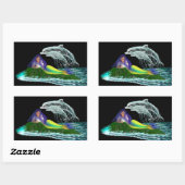 Sticker Rectangulaire Sirène avec dauphins (Feuille)