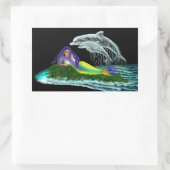 Sticker Rectangulaire Sirène avec dauphins (Sac)