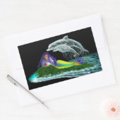 Sticker Rectangulaire Sirène avec dauphins (Enveloppe)