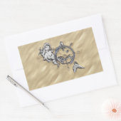 Sticker Rectangulaire Sirène d'argent dans le sable (Enveloppe)