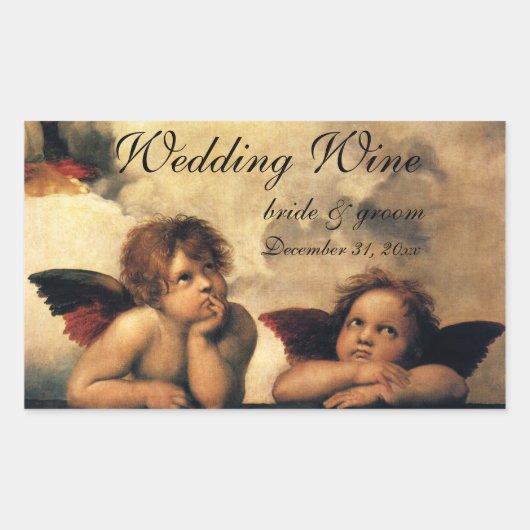 Sticker Rectangulaire Sistine Madonna Anges par Raphaël Mariage (Devant)