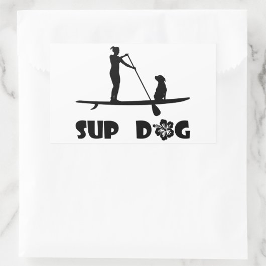 Sticker Rectangulaire Sitting de chien SUP (Sac)