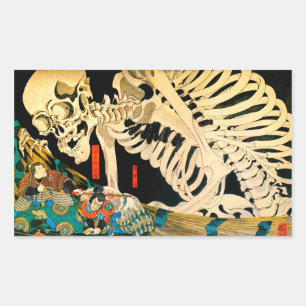 Sticker Rectangulaire Skeleton convoqué par Witch Kuniyoshi Fine Art