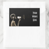 STICKER RECTANGULAIRE SKELETON DE VISION X-RAY SUR MEGAPHONE - SEPIA (Sac)