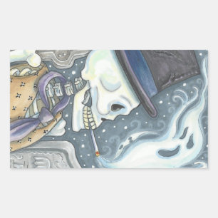 Sticker Rectangulaire SKELETON FUMEUR, BÂTISSERIES DE CEMETERIE Rec