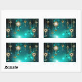 Sticker Rectangulaire Skeleton Keys on Green Background (Feuille)