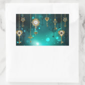 Sticker Rectangulaire Skeleton Keys on Green Background (Sac)