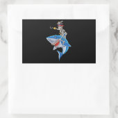 Sticker Rectangulaire Skeleton Pirate équitation Requin mignonette Garço (Sac)