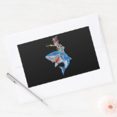 Sticker Rectangulaire Skeleton Pirate équitation Requin mignonette Garço (Enveloppe)